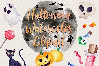 Halloween Watercolor Clip Art Pack! With SVG/Vector Versions