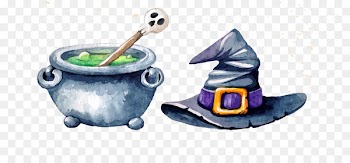 Halloween Watercolor painting Download - Witch hat soup 