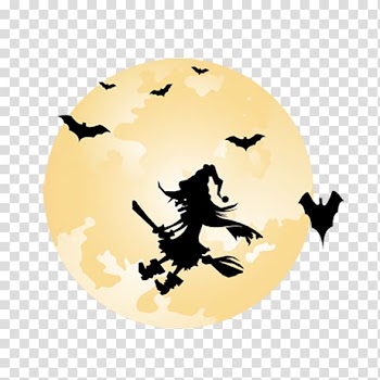 Halloween Wedding invitation Wall decal Trick-or-treating, Halloween Full Moon Witch transparent background PNG clipart