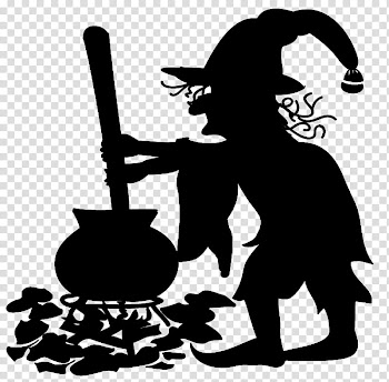 Halloween , witch beside cauldron art transparent background PNG clipart