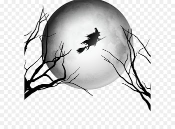 Halloween Witchcraft Party - Vector witch flying in the night sky 