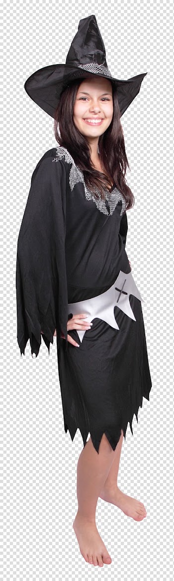 Halloween Woman, Cute Witch Girl On Starry Halloween Night transparent background PNG clipart