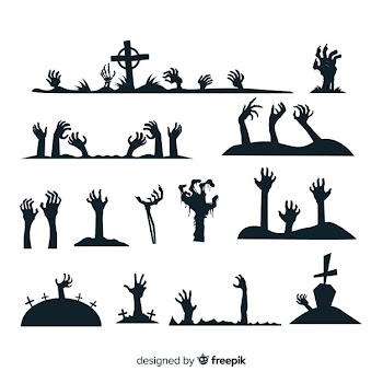 Halloween zombie hands silhouette collection Free Vector