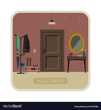  					Hallway interior with door vector image														