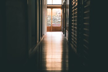 Hallway Towards Glass Door