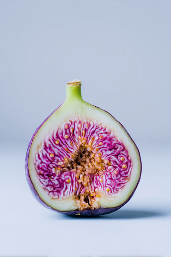 Halved Fresh Fig with Exposed Pink Flesh