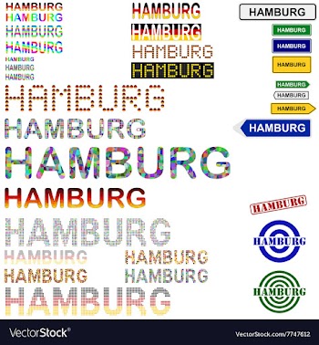 Hamburg text design set vector image