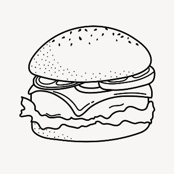 Hamburger doodle clipart, cute black | Free PSD Illustration - rawpixel