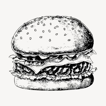Hamburger hand drawn clipart, food | Free Vector Illustration - rawpixel