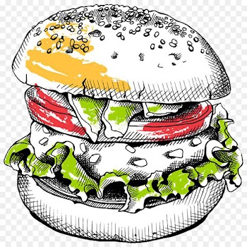 Hamburger Hot dog French fries Cola Pizza - Hand painted burger 