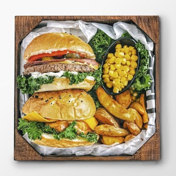 Hamburger meal plate, food photography | Free PSD - rawpixel