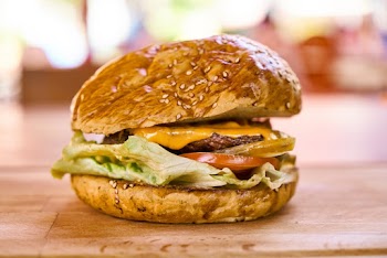 Hamburger On Wooden Board