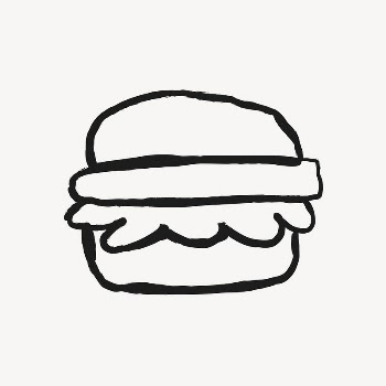 Hamburger sticker, food doodle in black | Free PSD Illustration - rawpixel