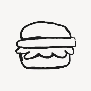 Hamburger sticker, food doodle in black | Free Vector Illustration - rawpixel