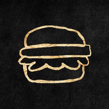 Hamburger sticker, gold aesthetic doodle | Free PSD Illustration - rawpixel