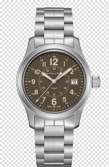 Hamilton Watch Company Quartz clock Chronograph, Hamilton watch silver coffee color male watch transparent background PNG clipart