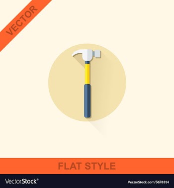Hammer in a flat style with shadow vector image