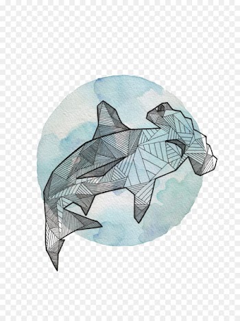 Hammerhead shark Animal Drawing Geometry - dreamcatcher 