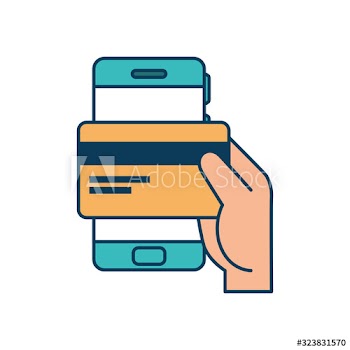 hand and credit card with smartphone design