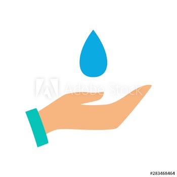 Hand and water drop icon