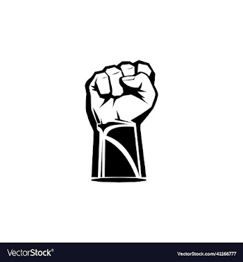 hand clenching black and white