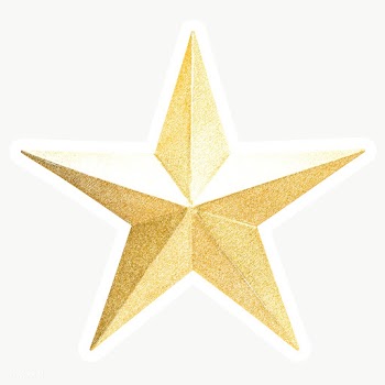 Hand colored gold star sticker with a white border | Free  transparent png - 2354489