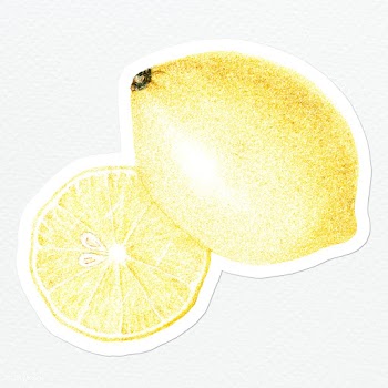Hand colored yellow lemon fruit sticker with a white border | Free  illustration - 2354511
