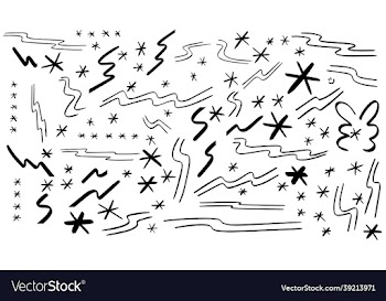 hand draw elements lettering stars lines stripes