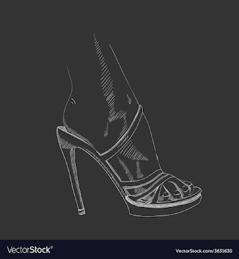  					Hand-drawing female foot vector image														