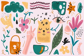 Hand drawn abstract organic shapes background Free Vector