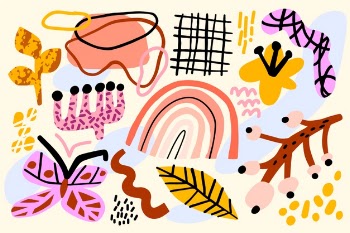 Hand drawn abstract organic shapes background Free Vector