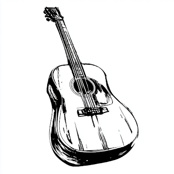 Hand-Drawn Acoustic Guitar Illustration