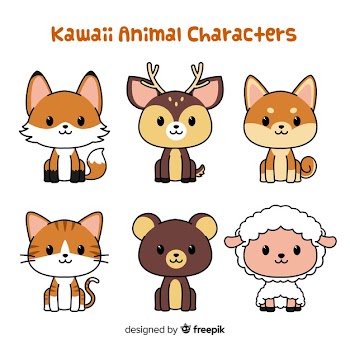 Hand drawn adorable animals collection Free Vector