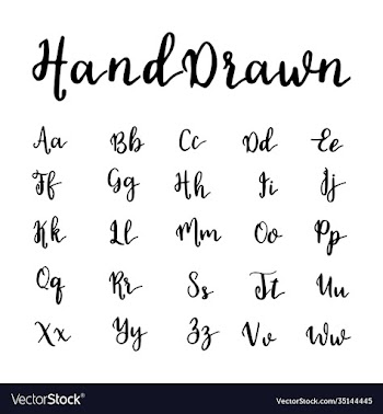 hand drawn alphabet brushpen letters vintage