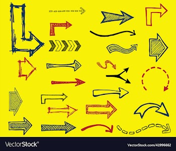 hand drawn arrow on yellow background