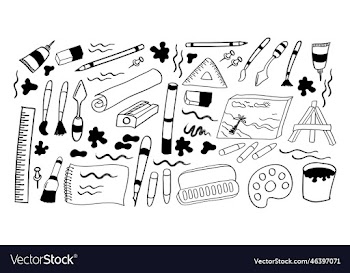 hand drawn artist tools icon