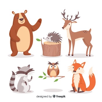 Hand drawn autumn forest animals Free Vector