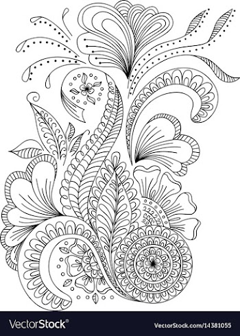 Hand drawn background in doodle or henna style vector image