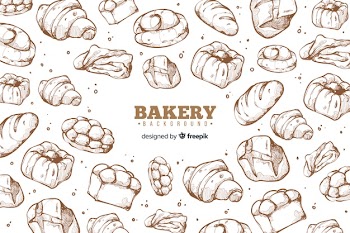 Hand drawn bakery background Free Vector