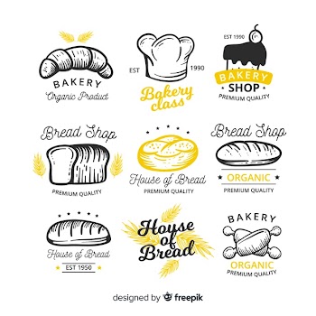 Hand drawn bakery badge collection Free Vector