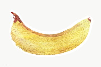 Hand drawn banana brush stroke style sticker design element with white.. | Free  transparent png - 2342877