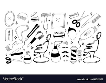 hand drawn barber and salon icon