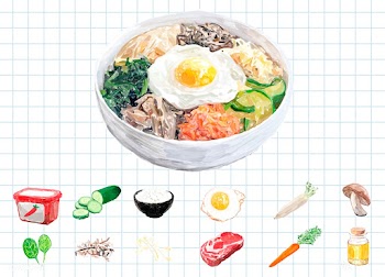 Hand drawn bibimbap watercolor style | Free stock vector - 393045