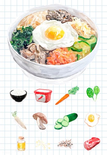 Hand drawn bibimbap watercolor style | Free stock vector - 393092