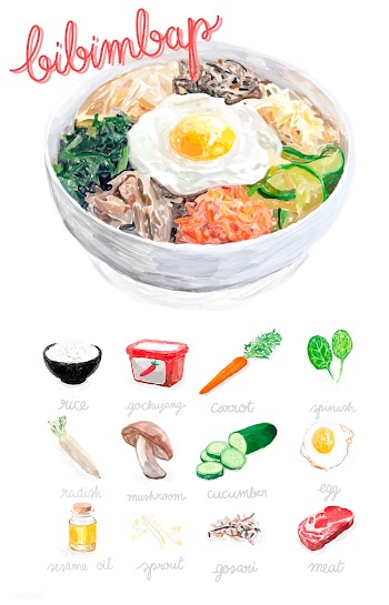 Hand drawn bibimbap watercolor style | Free stock vector - 393107