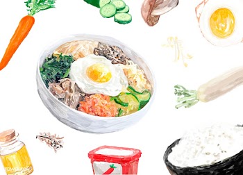 Hand drawn bibimbap watercolor style | Free stock vector - 393126