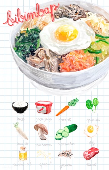 Hand drawn bibimbap watercolor style | Free stock vector - 393127