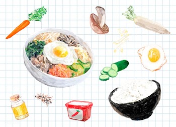 Hand drawn bibimbap watercolor style | Free stock vector - 393144