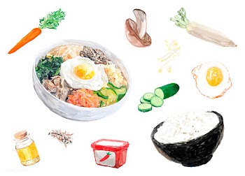 Hand drawn bibimbap watercolor style | Free stock vector - 393172