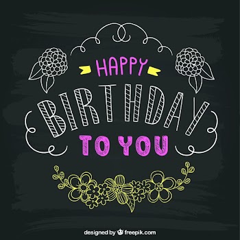 Hand drawn birthday card on blackboard